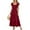 Wine, variant on Women Summer Casual Flutter Short Sleeve V Neck Smocked Elastic Waist Tiered A Line Maxi Dress Knee Length Summer Dresses Petite Midi Dress Sleeveless for Women Summer Dresses for Women Work Tunics