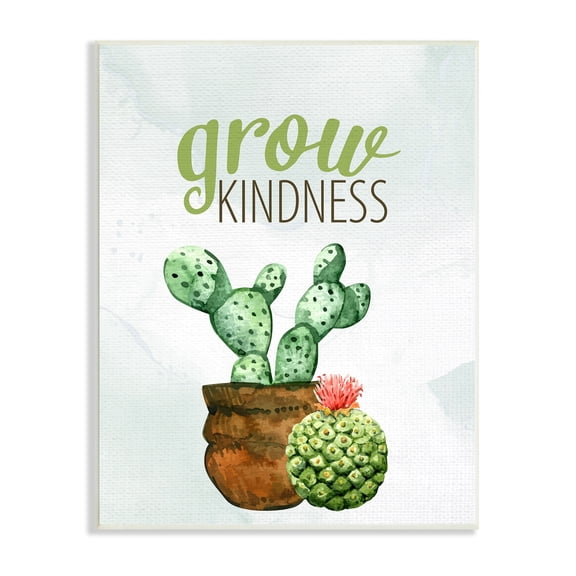 Stupell Industries Grow Kindness Calligraphy Phrase Potted Cactus Plants Graphic Art Unframed Art Print Wall Art, Design by Kim Allen