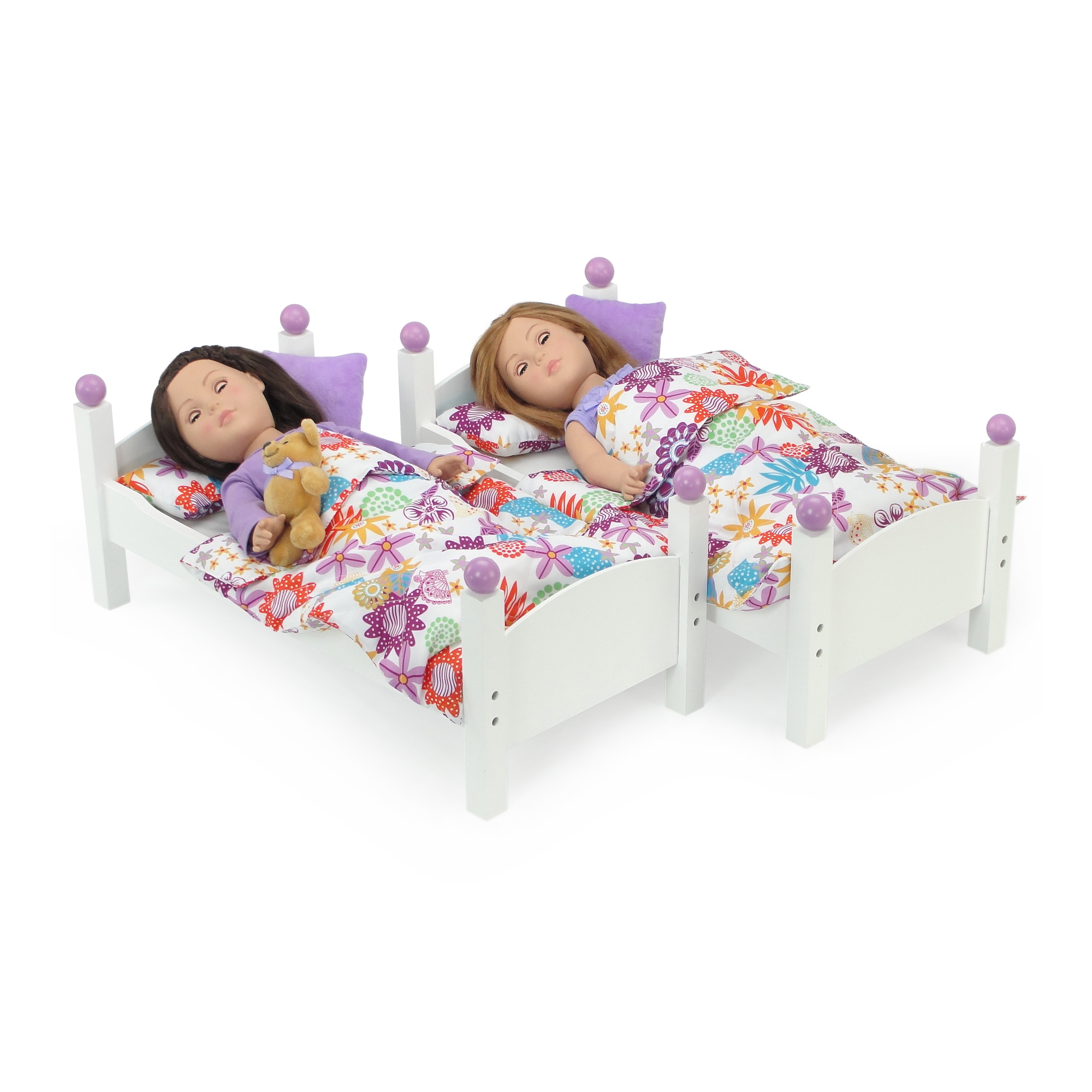Emily Rose 18 Inch Doll Furniture | 18" Doll Bunk Bed - 2 Single Stackable Doll Beds | Doll Bunkbed Includes 2 Sets of Colorful Bedding & Ladder | Fits 18" American Girl Dolls - image 3 of 8