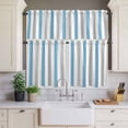 thumbnail image 4 of 3 Piece Kitchen Curtains and Valances Set Blue Grey Striped Cafe Curtains 36 Inch Length Geometric Vertical Stripes Minimalist Valance & Tier Curtain for Living Room Bedroom Window 54"x18"+27"x36"*2, 4 of 6