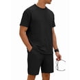 thumbnail image 5 of Men'S 2 Piece Set Summer Outfits Casual Short Sleeve Shirt and Shorts Suits Black XXXL, 5 of 8