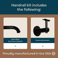 thumbnail image 4 of Industrial Aluminum 1.5 Inch Round Ada Complete Indoor/outdoor Straight Handrail Grab Bar Kit, Returns To Wall, 7 Foot Handrail, 4 of 4