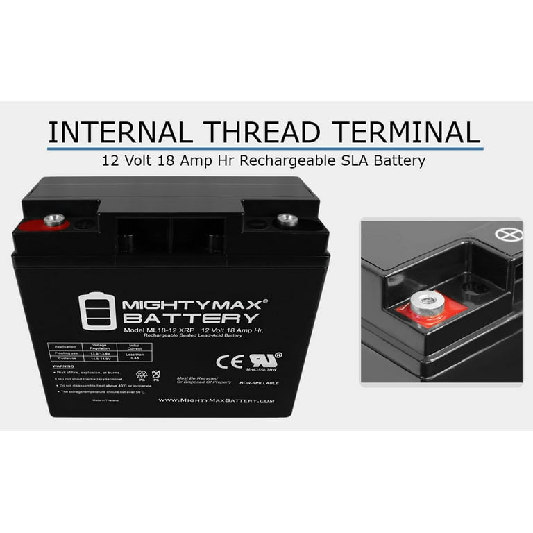 ML18-12XRP - 12 Volt 18 AH, Internal Thread (INT) Terminal