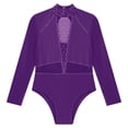 thumbnail image 5 of Sholeno Kids Girls Long Sleeve Ballet Dance Leotard Mock Neck Rhinestones Dance Bodysuit Gymnastics Purple 14, 5 of 7