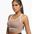 thumbnail image 5 of Everyday Bras for Women Sports Bra Top Teen Sports Bra Womens Fitness Clothes Female Workout Clothes Solid Sports Bra Women's Athletic Tops Womens Sports Bra Tops Long Lined Sports Bra Coffee S, 5 of 9
