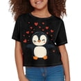 thumbnail image 3 of Uourmeti Penguin Crop Top for Girls 7-8Cute Short Crew Neck Pullover Lightweight Loose Fit Athletic Short Sleeve T-Shirt, 3 of 6
