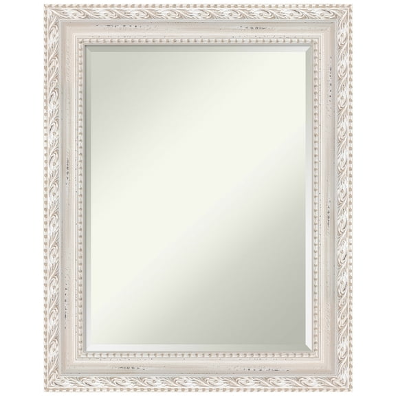 Amanti Art Opera Off White Beveled Wood Bathroom Wall Mirror