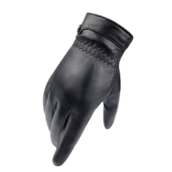 Leather Gloves Men's Autumn And Winter Plus Velvet Padded Touch Screen Riding Driving Head Layer Sheep Skin Warm Gloves Handsome L