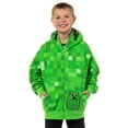 thumbnail image 2 of Minecraft Boys' I Am Creeper Allover Pixel Design Big Kids Full-Zip Hoodie with Rubber Creeper Zipper Pull, 2 of 5