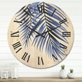 thumbnail image 2 of Designart 'Abstract Blue Palm Leaves Tropical Branches' Traditional Wood Wall Clock, 2 of 5