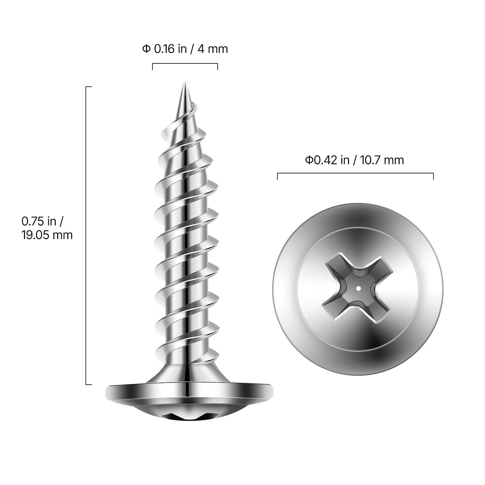 #8 x 0.75 Inch Self Drilling Drywall to Wood Screws Stainless Steel Phillips Head Wall Anchors with Drill Bit 300 per Box