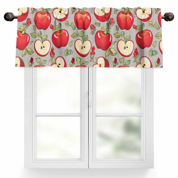 Apples Valances for Windows, 54 x 18in, Fruits Modern Art Rod Pocket Kitchen Valance Curtain Light Filtering Window Treatments for Living Room Bedroom, 1 Panel