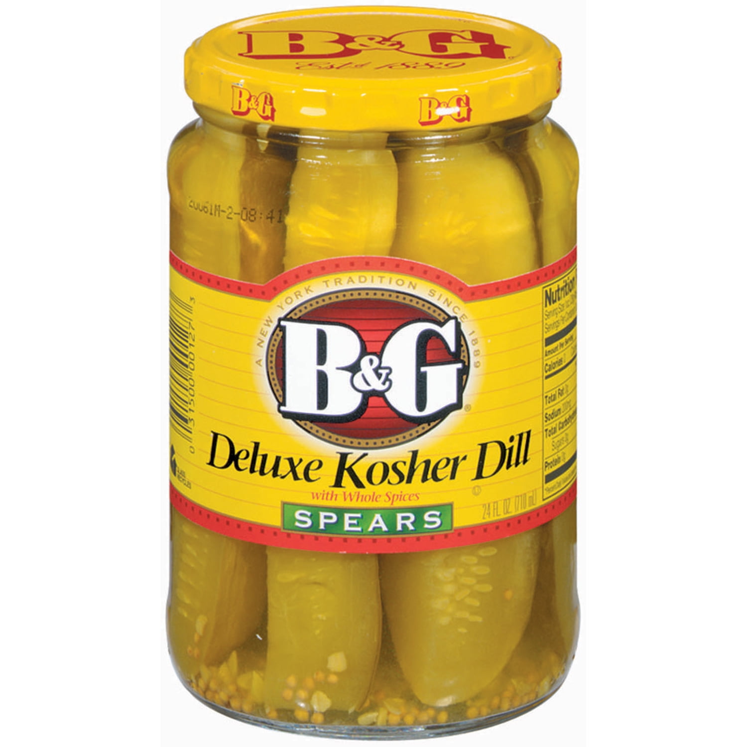 B&G Kosher Dill Deluxe Spears W/Whole Spices Pickles 24 Oz Jar