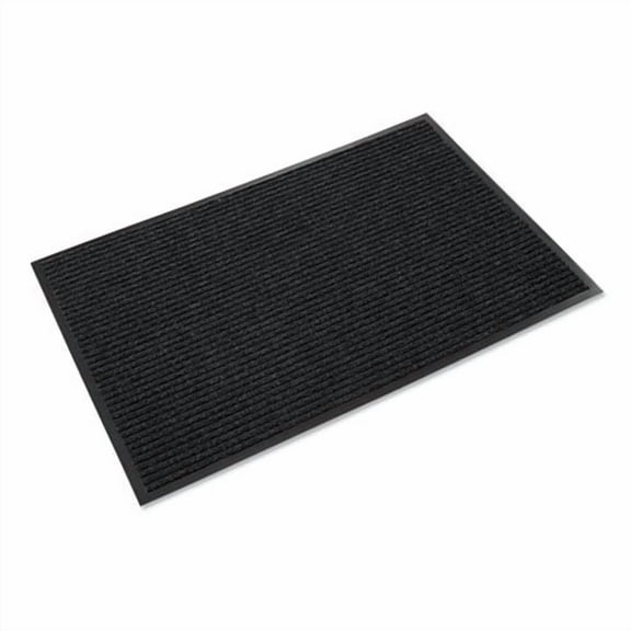 Needle-Rib Wiper/Scraper Mat, Rectangular, Charcoal Gray Ribbed Surface, 36" x 60" | Bundle of 2