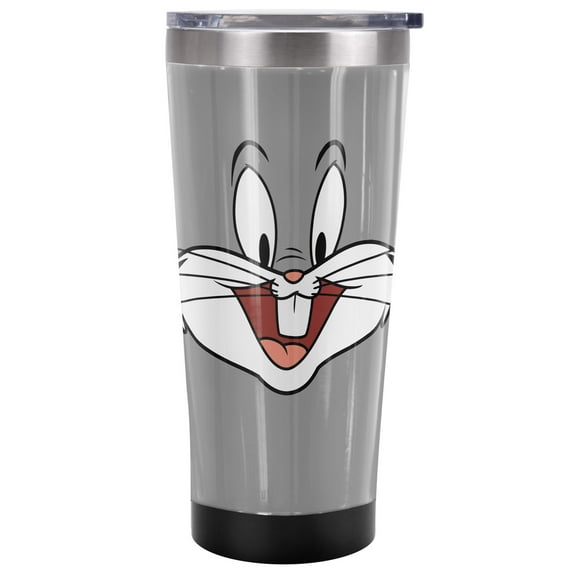 Looney Tunes Official Bugs Bunny Face 20 oz Travel Tumbler, Stainless Steel, Vacuum Insulated with Leak Resistant Slide-Lock Lid
