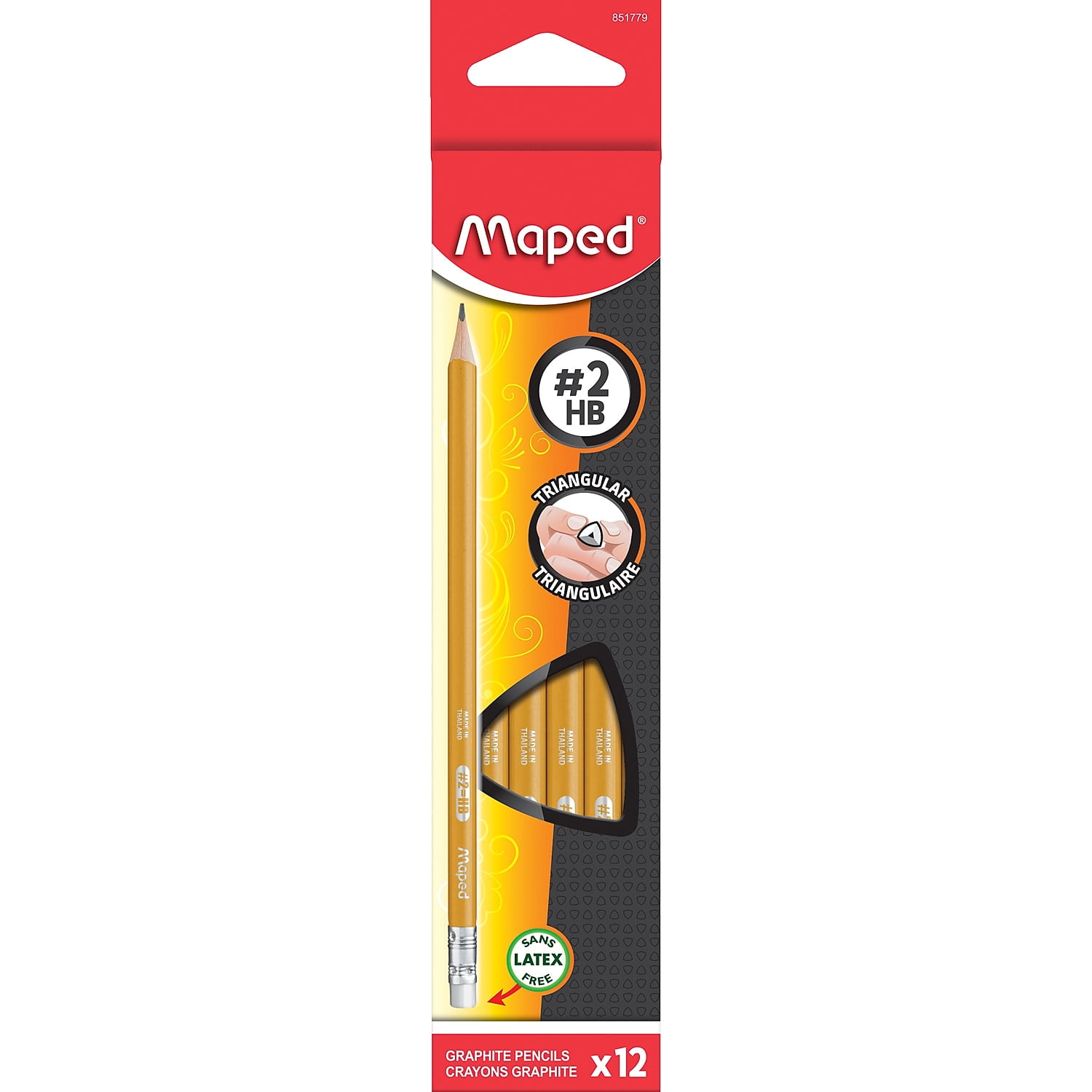 Maped Pre-Sharpened Essentials Triangular Graphite Pencil #2 Lead 12/Pack 12 Packs/Bundle
