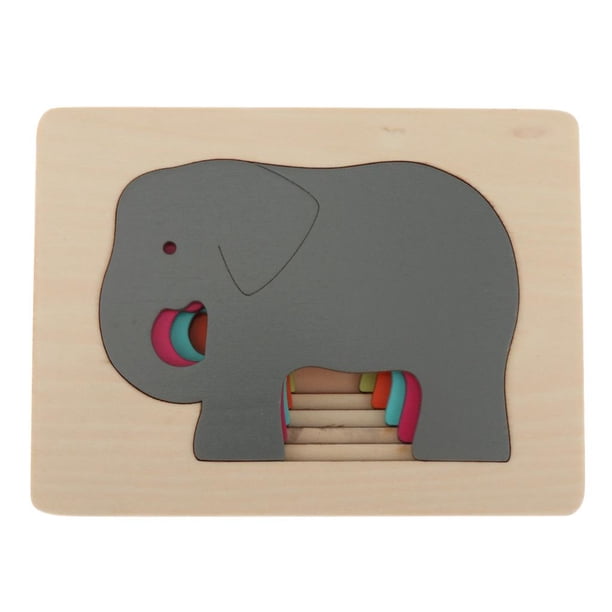 Rompecabezas De Animales Con Tarjetas, De Combinación De Formas, Rompecabezas DIY, Para De 2-3 , 15x11x2.3cm, 4 Para Elegir Salvador Rompecabezas de madera para educación temprana