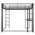 thumbnail image 5 of Gewnee Full Size Metal Loft Bed with Desk and Two Ladders for Kids and Teens,Black, 5 of 8