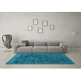 thumbnail image 3 of Ahgly Company Machine Washable Indoor Rectangle Abstract Turquoise Blue Contemporary Area Rugs, 6' x 9', 3 of 4