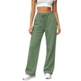 thumbnail image 2 of Kctiaxy Women's Sweatpants Comfy Straight Wide Leg Sweat Pants Casual Solid Elastic Drawstring Waist Pants Yoga Workout Joggers, 2 of 8