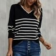 thumbnail image 4 of biudgviw Striped Sweater for Womens Trendy V Neck Long Sleeve Pullover Tops Loose Winter Warm Soft Knitted Tunic Shirts, 4 of 7