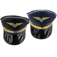 thumbnail image 1 of 2pcs Cosplay Pilot Party Costumes Stage Hat Performance Hat Head Decorative Accessary (Black, Navy, 1pc for EacH Color), 1 of 4