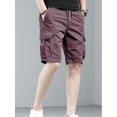 thumbnail image 2 of Pantalones cortos para hombre, pantalones cortos de trabajo color caqui para hombre, pantalones cortos cargo ajustados de algodón con botones para hombre, pantalones grandes y altos, elásticos, cómodo, 2 of 5