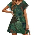 thumbnail image 4 of Robe Dos Nu à Lacets Vert du Crépuscule Robe Col Carré Robe Imprimée Mode 6TG Plantes Tropicales Humides Nature Vert Nuit, 4 of 5