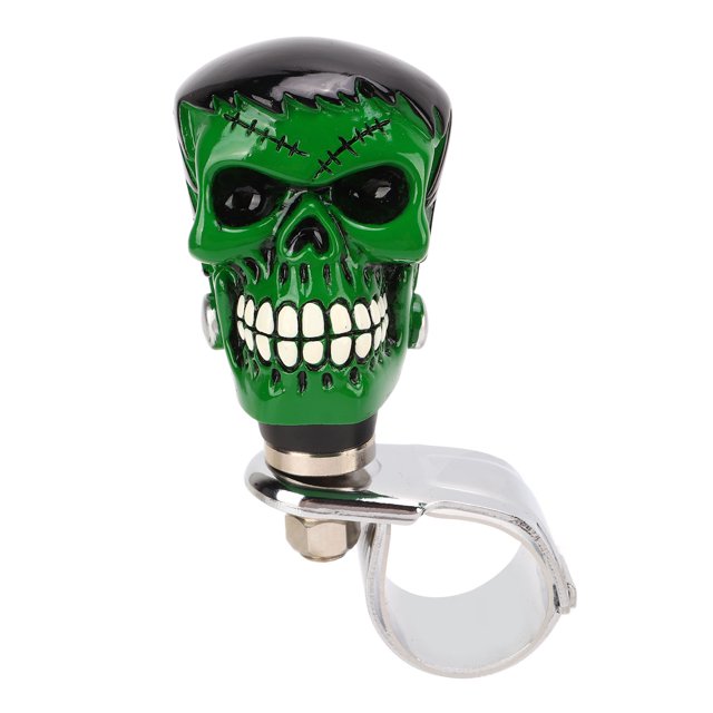 Poignée de Volant, Boutons de Volant Crâne Stable et Solide Professionnel Résistant à l'Abrasion Antirouille pour Bateaux Cheveux Noirs Visage Vert, Cheveux Rouges Visage Blanc