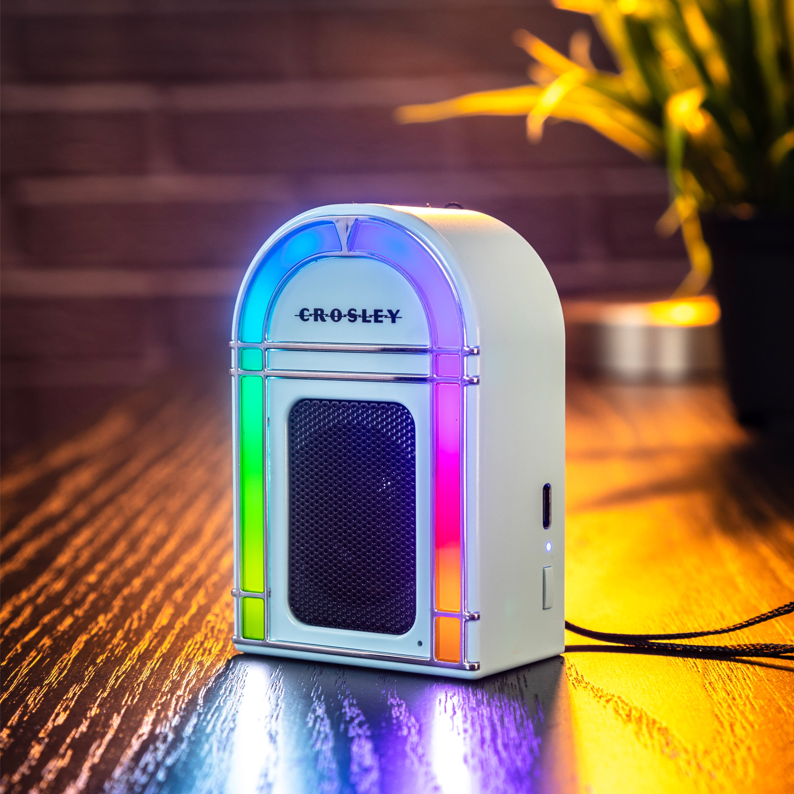 Crosley Mini Jukebox Retro Portable Bluetooth Speaker with LED Lights and Microphone, Vintage