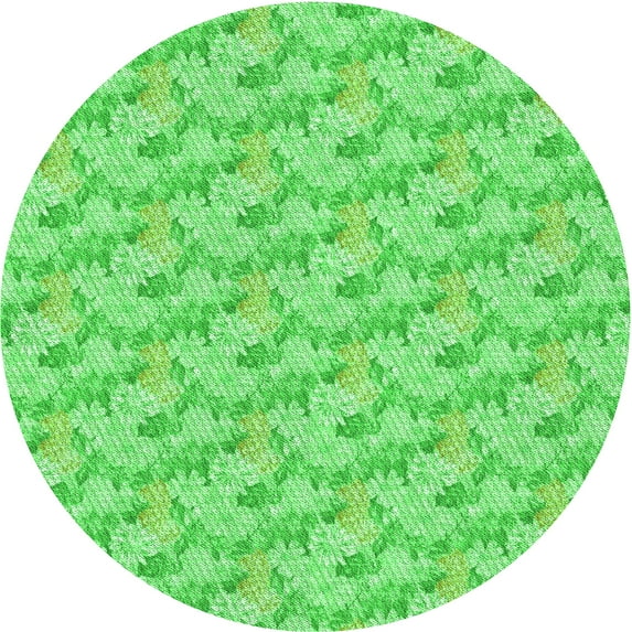 Ahgly Company Indoor Round Patterned Neon Green Area Rugs, 8' Round
