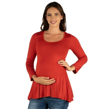 

24seven Comfort Apparel Long Sleeve Maternity Swing Tunic Top