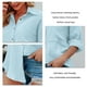 thumbnail image 5 of Camisas con botones y cuello en V para mujer Blusas de manga larga de murciélago Tops casuales de gran tamaño con bolsillo Azul M, 5 of 6