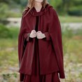 thumbnail image 5 of Lovskoo Women Trench Coat Cape Open Front Cardigan Jacket Shawl Cape Cloak Longline Robe Jacket Outwear Claret, 5 of 9