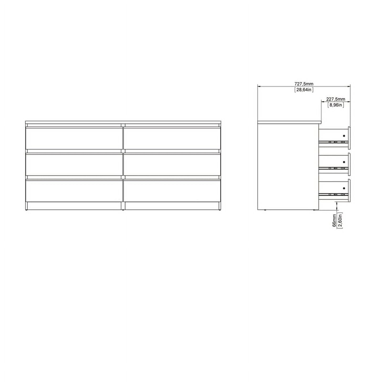 Pemberly row modern contemporary 6 drawer wide double bedroom dresser in white high gloss discount