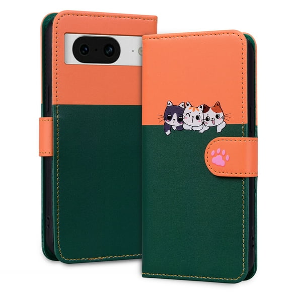 Compatible with Google Pixel 8 Cute Animals Pattern Wallet Case with Card Slots Flip Cover