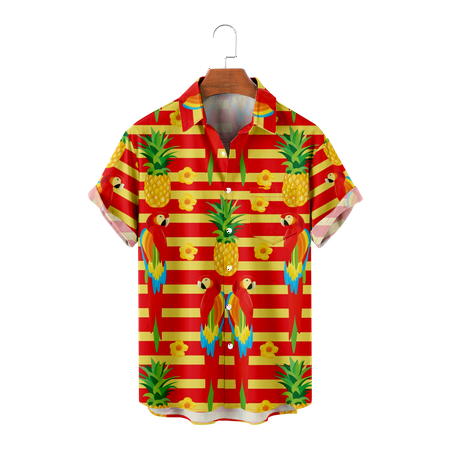 

MLFU Adult Hawaiian Shirt Parrot Button Down Short Sleeve Funny Comfortable Hawaii Shirts Breathable Blouses Sizes Kids-Adult Unisex