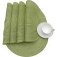 thumbnail image 4 of Round Braided Placemats Set of 4 Cotton Fabric Round Table Mats Non Slip Washable 15 inch Round Place Mats (Green, 4), 4 of 7