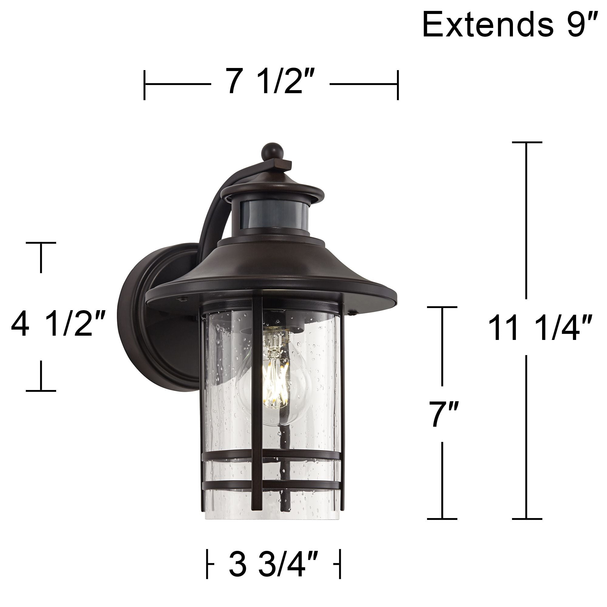 John Timberland Habitat Rustic Industrial Outdoor Wall Light Fixtures Set of 2 Bronze Dusk to Dawn Motion Sensor 11 1/4" Seedy Glass for Exterior