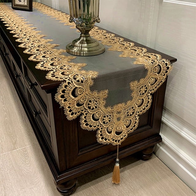 MYG Lace Tea Table Europe TV Cabinet Tablecloth Pendant tassel Dresser Dust Cover