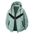 thumbnail image 2 of LWITHSZG Zip up Hoodie Men Fashion Color Block Drawstring Lightweight Jackets Hooded Sweatshirt Fall Winter Warm Casual Outerwear with Pockets, 2 of 5