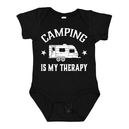 

Inktastic Camping is My Therapy Trailer Gift Baby Boy or Baby Girl Bodysuit