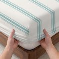 thumbnail image 3 of Twin XL Size Fitted Sheet Set - Turquoise Striped 2 Piece Bedding Sets 16" Deep Pocket Fitted Sheet with 1 Pillowcases, Farmhouse Pinstripes Geometric Color Brushed Microfiber Hotel Luxury Bed Sheets, 3 of 9