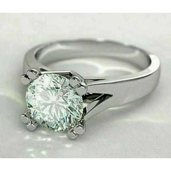 3Ct Round Cut Lab Created Diamond Engagement Ring 14K White Gold Plated Sterling Silver