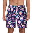 thumbnail image 2 of Picia mushroom colorful Skull star pattern Mens Swim Trunks with Compression Liner Stretch Beach Shorts Quick Dry with Zipper Pockets No-Chafing Board Shorts-Medium, 2 of 9