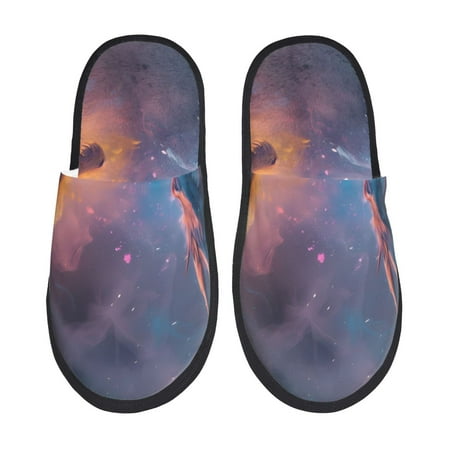 Balery Watercolor Sky Dragon Slient Indoor Furry Fleece Comfort House Shoes Soft Non-Slip Home Shoes Cotton slippers House Slippers-- Medium