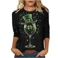 thumbnail image 2 of St. Patricks Day Ladies' St. Patricks Day Printed Round Neck Three Quarter Sleeve 3/4 Sleeve T-Shirt Loose Top, 2 of 5