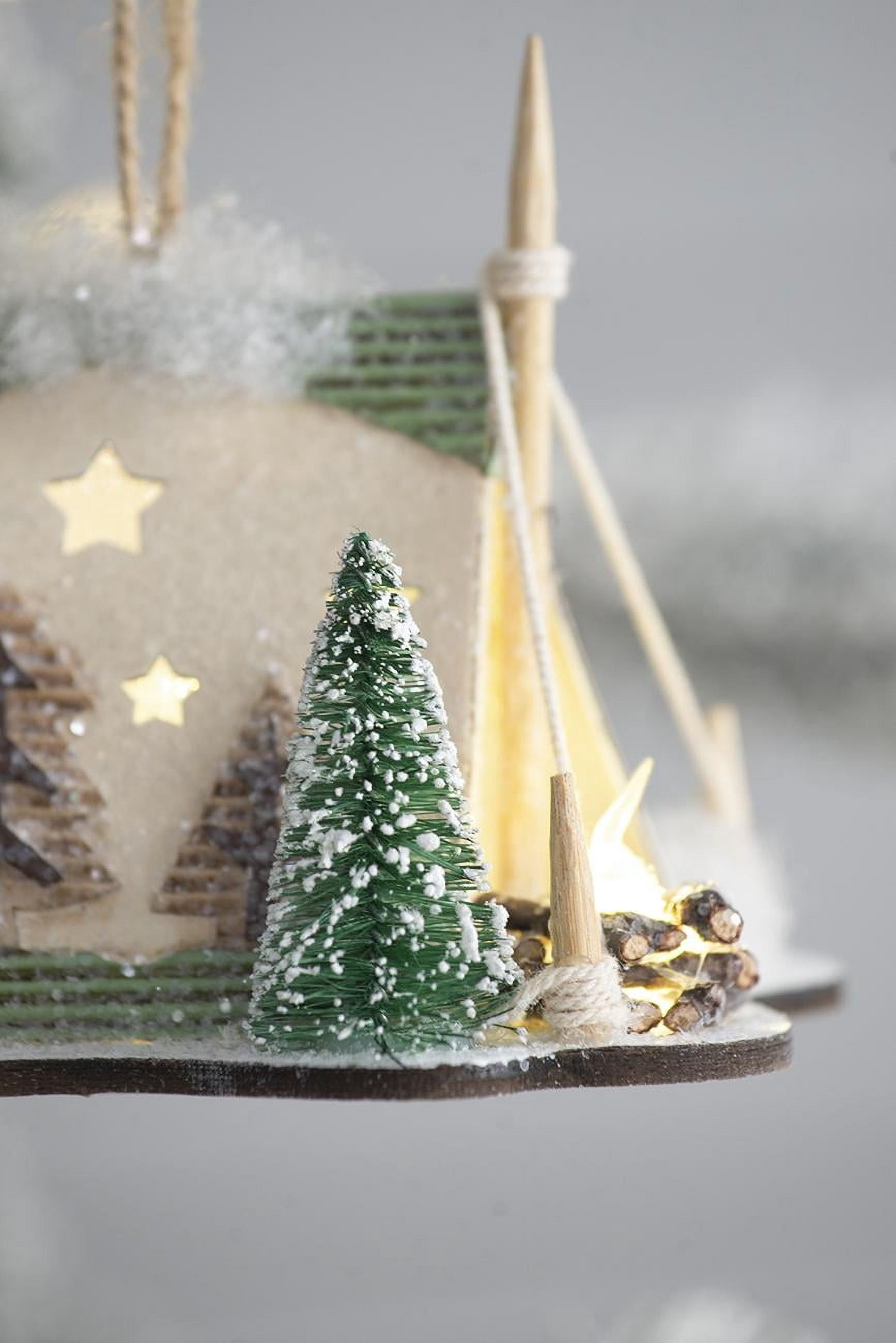 Set of 6 Cardboard Lit Tent Christmas Ornaments White Style Tree Decor Gift