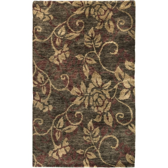 Hauteloom Uhland Jute Living Room, Bedroom Area Rug - Natural Fibers - Dark Brown, Medium Brown, Rust - 2' x 3'