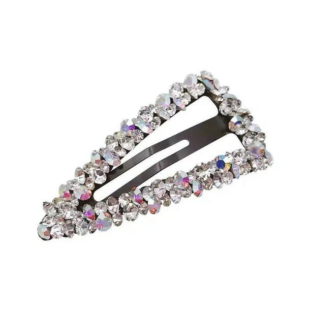 Pinzas de pelo de cristal hechas a mano con diamantes de imitación AB, broches de moda brillantes, grandes, triangulares para boda, accesorios decorativos para el cabello para mujeres y niñas brillar Juguete